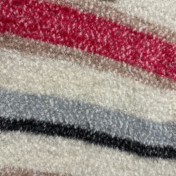 Lane Bryant Cream and Pink Striped Crew Neck Fuzzy Sweater 14/16 - Picture 5 of 5